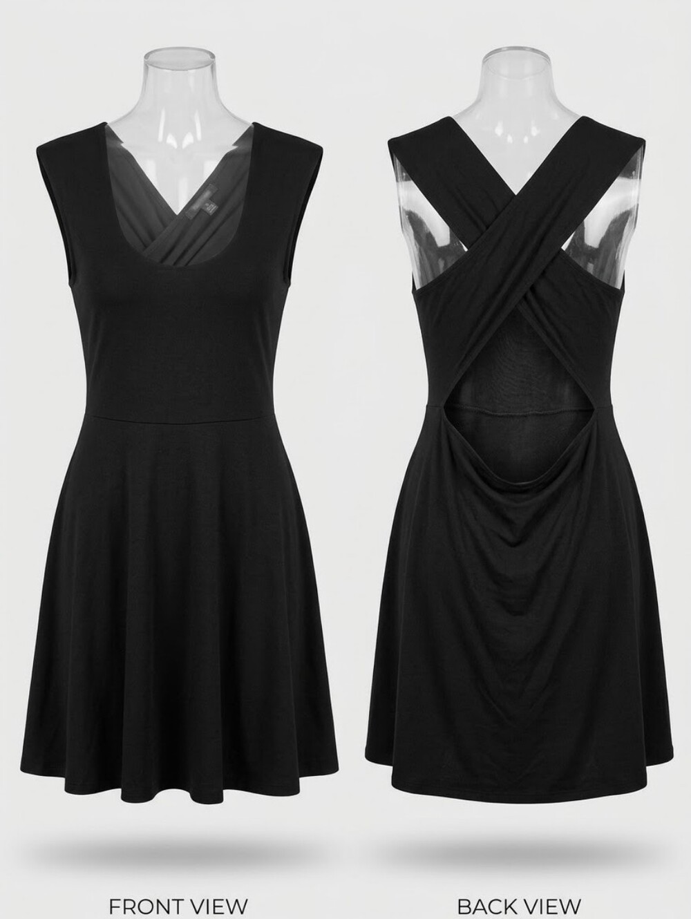 Hurley Black Criss Cross Open Back Skater Mini Dress Size Medium